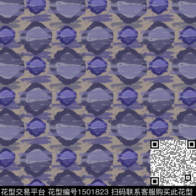 几何男装手绘笔触数码印花华亿平台下载（图片编号: 1501823） - 瓦栏（Walan）