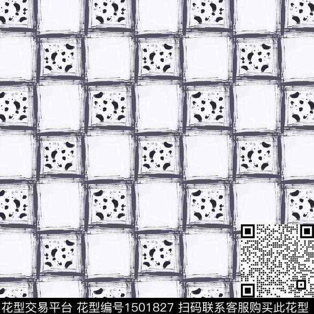 格子男装手绘笔触传统印花华亿平台下载（图片编号: 1501827） - 瓦栏（Walan）