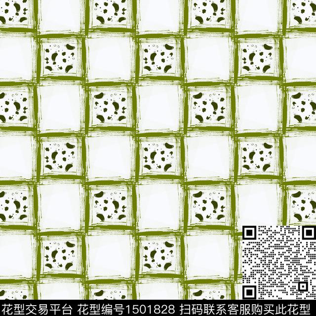 格子男装手绘笔触传统印花华亿平台下载（图片编号: 1501828） - 瓦栏（Walan）