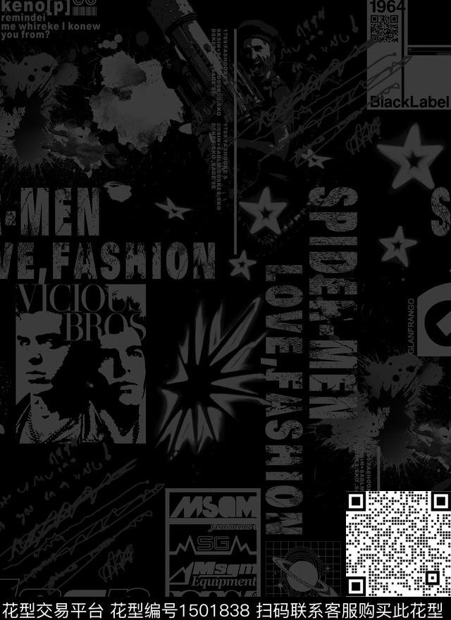 几何人物抽象数码印花华亿平台下载（图片编号: 1501838） - 瓦栏（Walan）