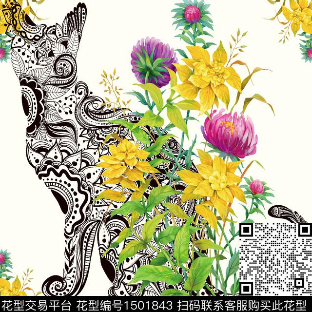 方巾数码华亿平台花卉数码印花华亿平台下载（图片编号: 1501843） - 瓦栏（Walan）