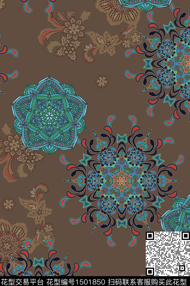 宫廷风民族风波西米亚数码印花华亿平台下载（图片编号: 1501850） - 瓦栏（Walan）