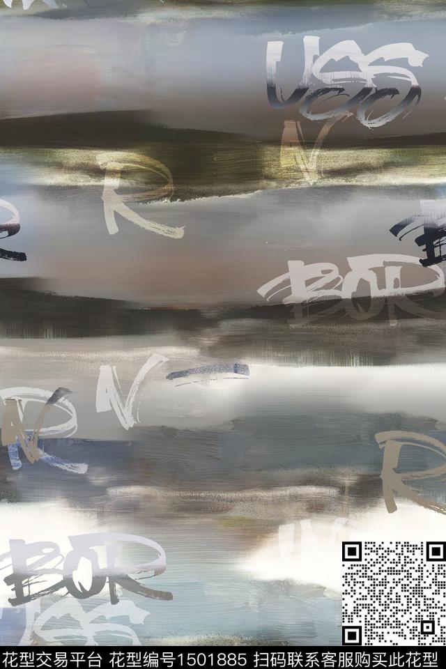 肌理字母男装数码印花华亿平台下载（图片编号: 1501885） - 瓦栏（Walan）