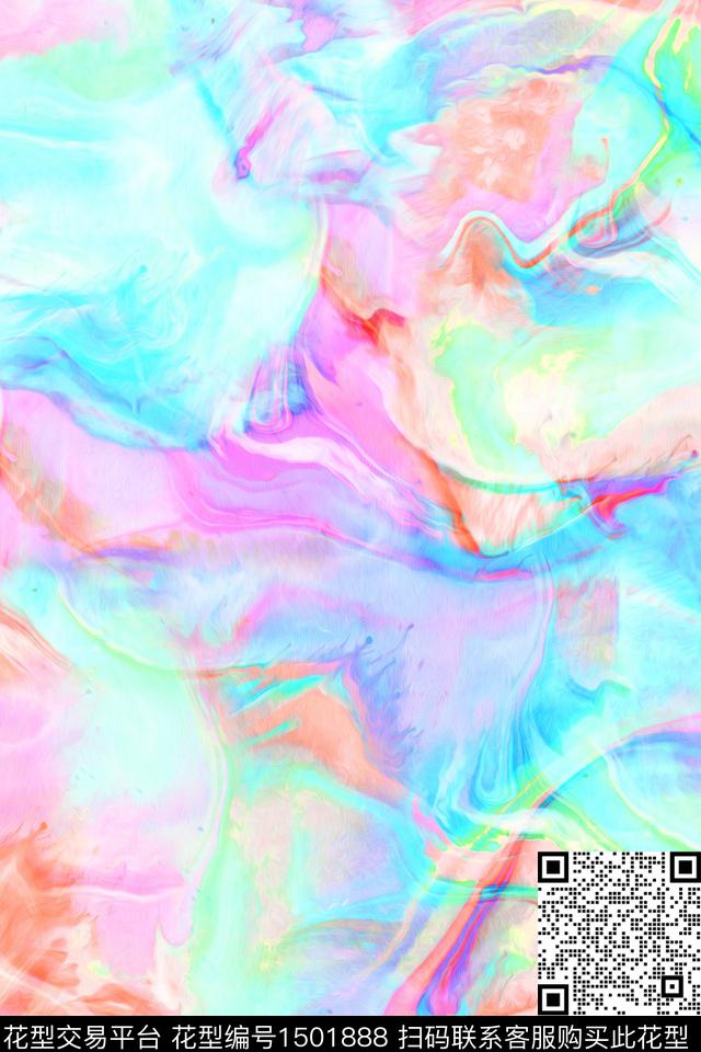 抽象小清新真丝数码印花华亿平台下载（图片编号: 1501888） - 瓦栏（Walan）