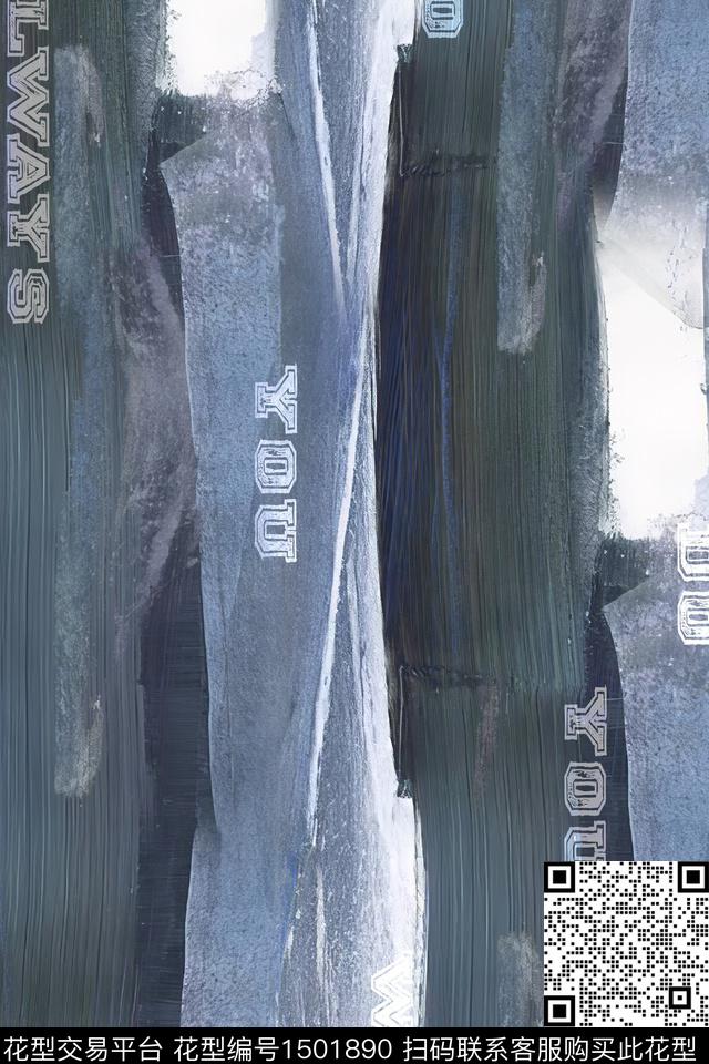 肌理字母男装数码印花华亿平台下载（图片编号: 1501890） - 瓦栏（Walan）