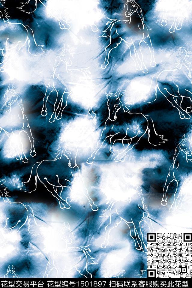 男装大牌风抽象数码印花华亿平台下载（图片编号: 1501897） - 瓦栏（Walan）