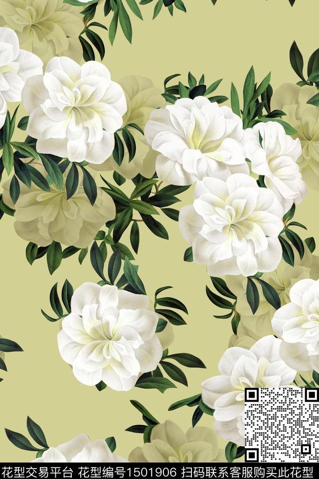 花卉大牌风小清新数码印花华亿平台下载（图片编号: 1501906） - 瓦栏（Walan）