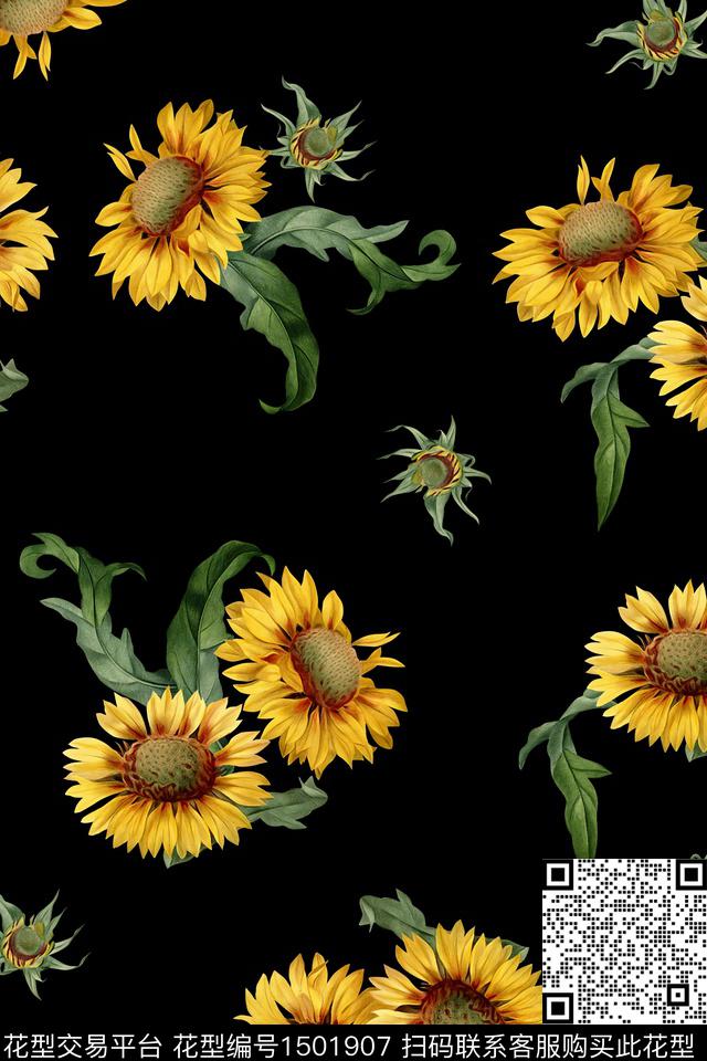 花卉大牌风小清新数码印花华亿平台下载（图片编号: 1501907） - 瓦栏（Walan）