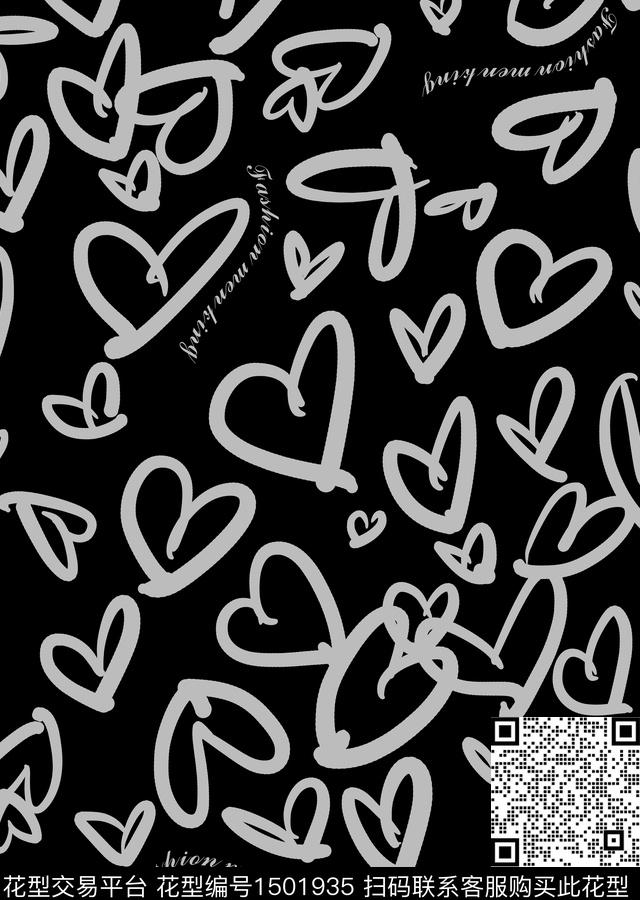 男装满版花字母爱心传统印花华亿平台下载（图片编号: 1501935） - 瓦栏（Walan）