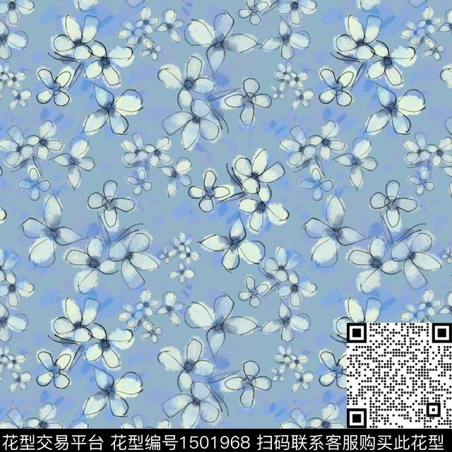 花卉手绘小碎花数码印花华亿平台下载（图片编号: 1501968） - 瓦栏（Walan）
