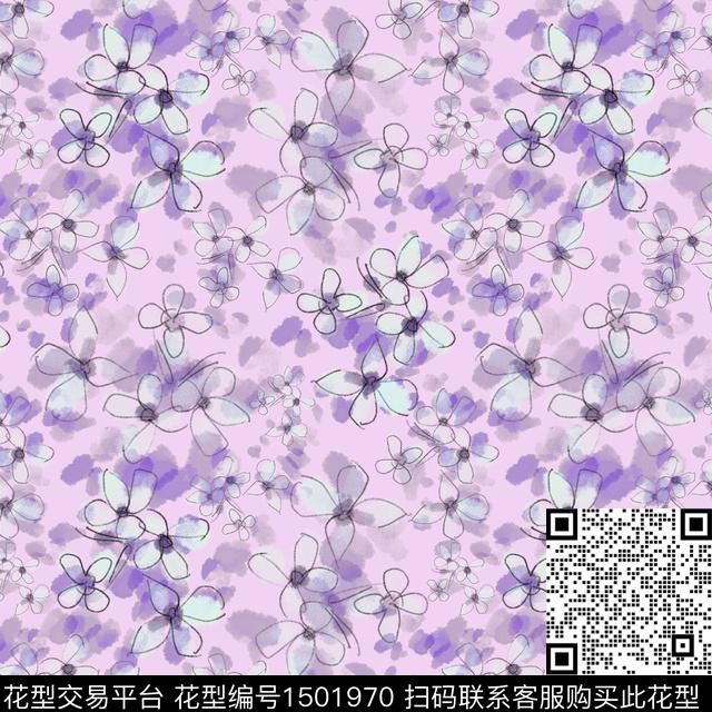 花卉手绘小碎花数码印花华亿平台下载（图片编号: 1501970） - 瓦栏（Walan）