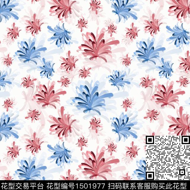 花卉手绘小碎花数码印花华亿平台下载（图片编号: 1501977） - 瓦栏（Walan）