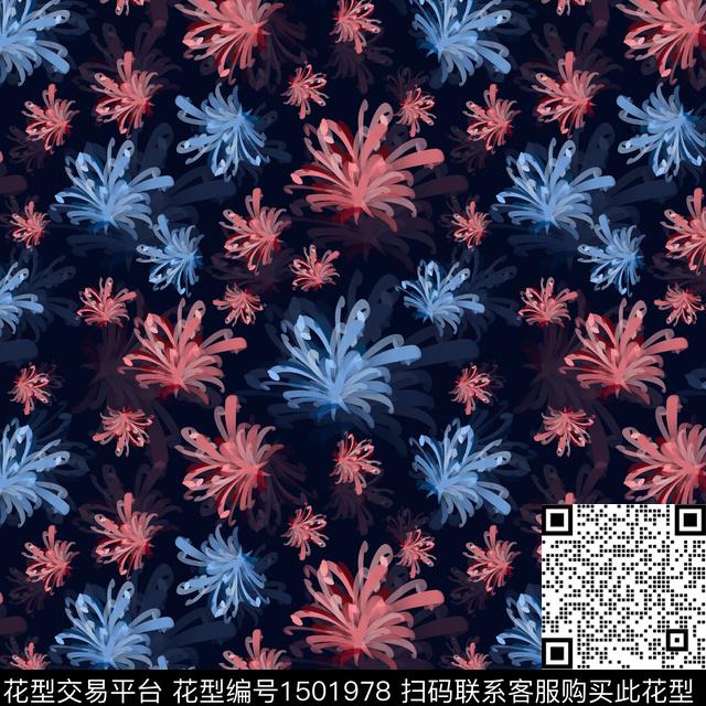 花卉手绘小碎花数码印花华亿平台下载（图片编号: 1501978） - 瓦栏（Walan）