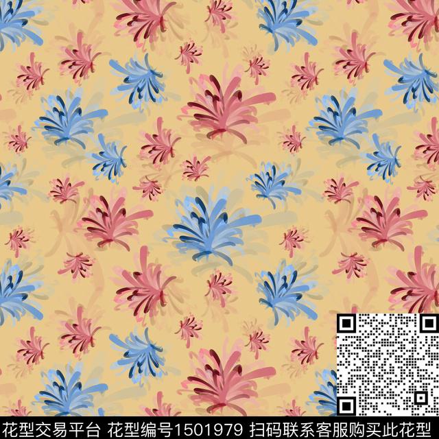 花卉手绘小碎花数码印花华亿平台下载（图片编号: 1501979） - 瓦栏（Walan）