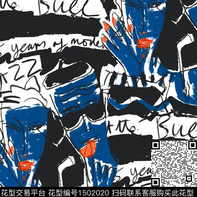 涂鸦趣味搞怪数码印花华亿平台下载（图片编号: 1502020） - 瓦栏（Walan）