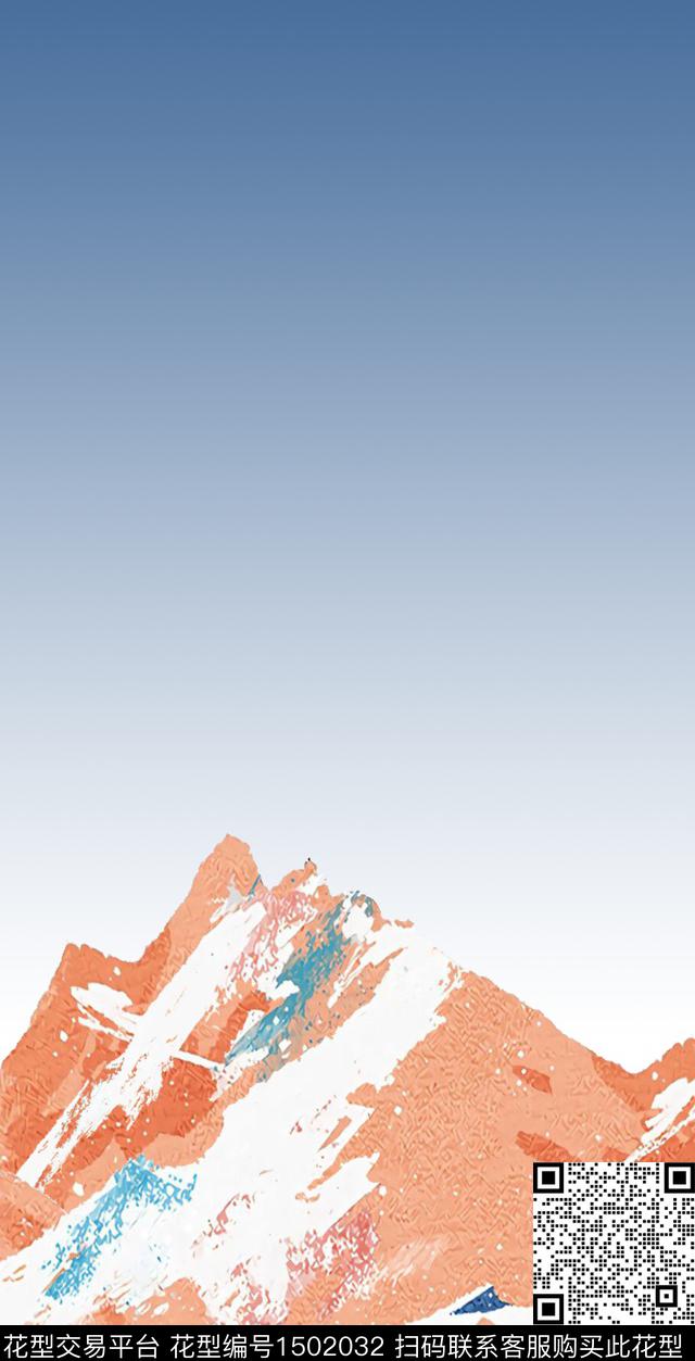 渐变雪山防晒衣数码印花华亿平台下载（图片编号: 1502032） - 瓦栏（Walan）