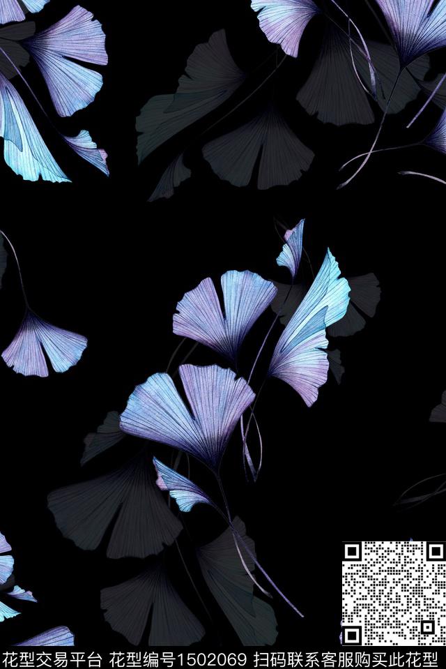 绿植树叶花卉中国风数码印花华亿平台下载（图片编号: 1502069） - 瓦栏（Walan）