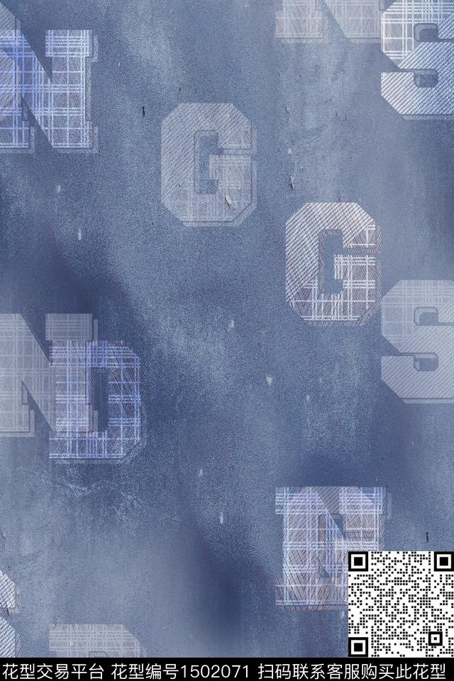 肌理字母男装数码印花华亿平台下载（图片编号: 1502071） - 瓦栏（Walan）