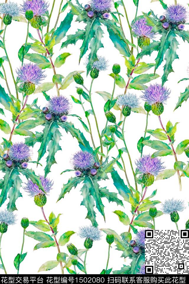 花卉大牌风小清新数码印花华亿平台下载（图片编号: 1502080） - 瓦栏（Walan）