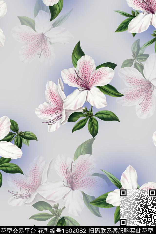 花卉小清新真丝数码印花华亿平台下载（图片编号: 1502082） - 瓦栏（Walan）