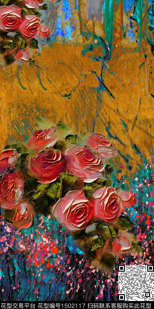 女装定位花花卉油画华亿平台数码印花华亿平台下载（图片编号: 1502117） - 瓦栏（Walan）