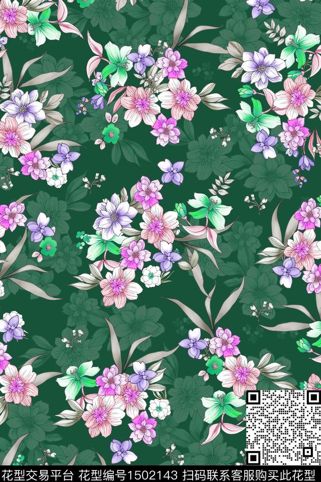 扎染华亿平台民族风花卉数码印花华亿平台下载（图片编号: 1502143） - 瓦栏（Walan）