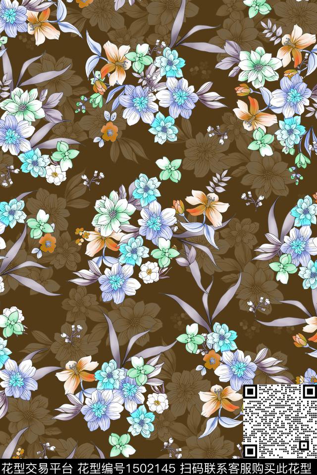 扎染华亿平台民族风花卉数码印花华亿平台下载（图片编号: 1502145） - 瓦栏（Walan）