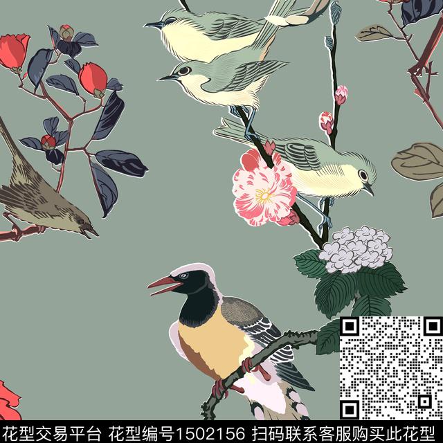 休闲风真丝数码印花华亿平台下载（图片编号: 1502156） - 瓦栏（Walan）