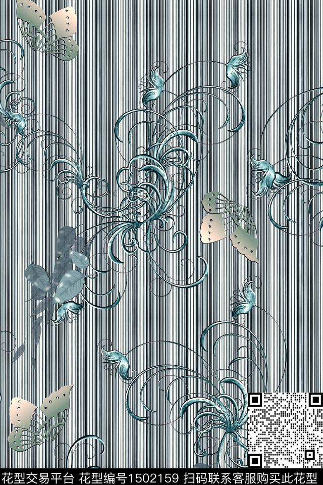 格子几何抽象男装数码印花华亿平台下载（图片编号: 1502159） - 瓦栏（Walan）