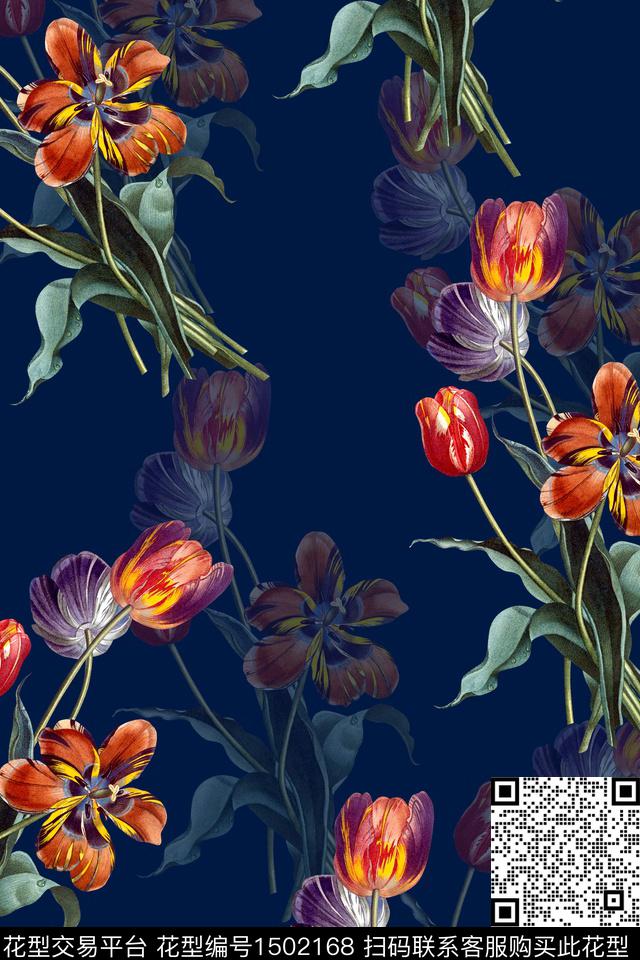 花卉香云纱真丝数码印花华亿平台下载（图片编号: 1502168） - 瓦栏（Walan）