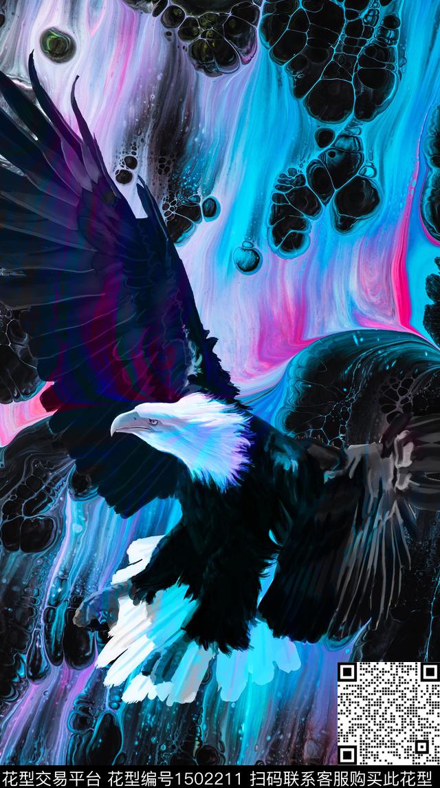 老鹰抽象绘画数码印花华亿平台下载（图片编号: 1502211） - 瓦栏（Walan）