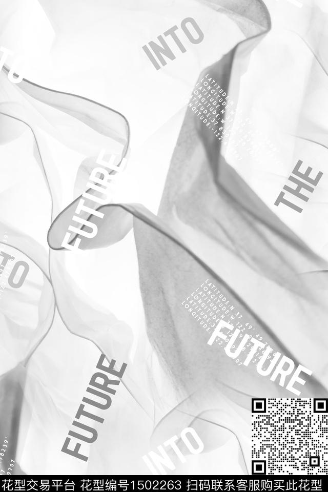 肌理字母抽象男装数码印花华亿平台下载（图片编号: 1502263） - 瓦栏（Walan）
