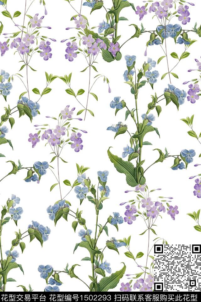 清爽底花卉花卉大牌风数码印花华亿平台下载（图片编号: 1502293） - 瓦栏（Walan）