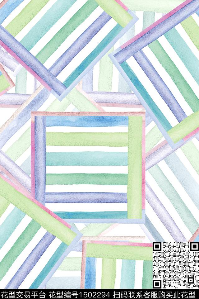几何大牌风小清新数码印花华亿平台下载（图片编号: 1502294） - 瓦栏（Walan）
