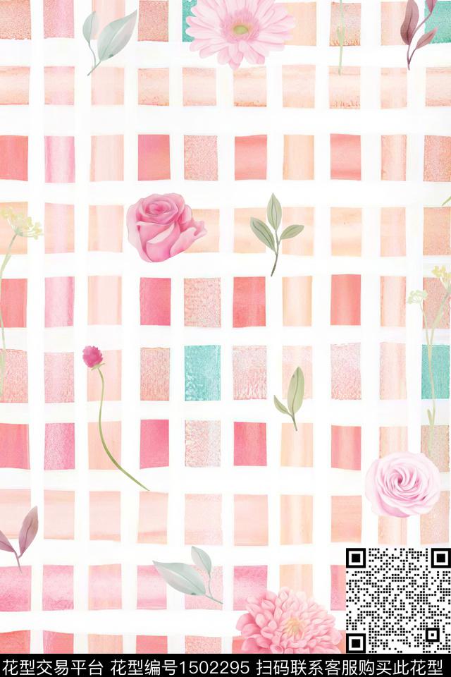 几何花卉大牌风数码印花华亿平台下载（图片编号: 1502295） - 瓦栏（Walan）