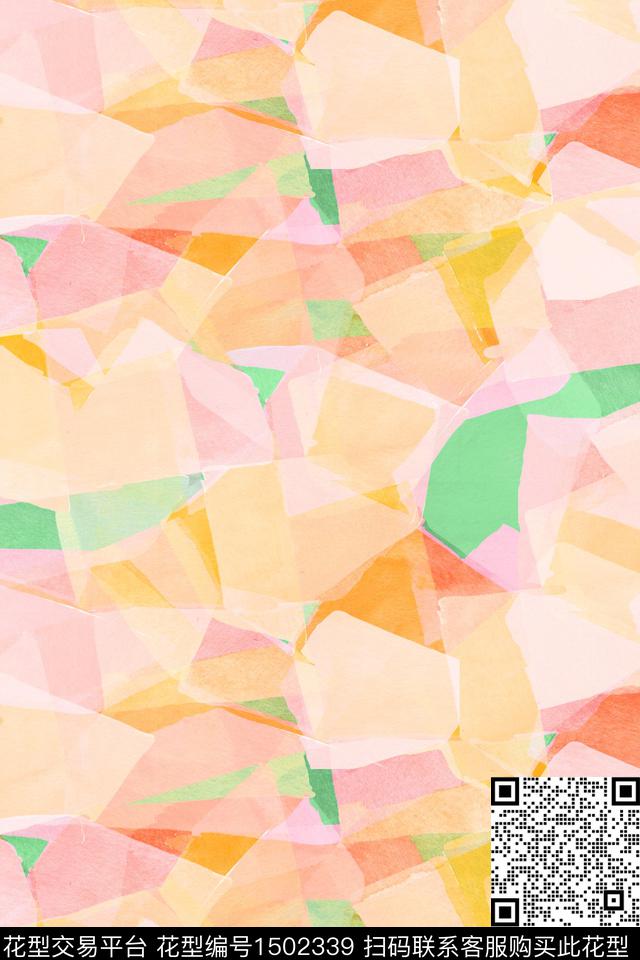 抽象小清新真丝数码印花华亿平台下载（图片编号: 1502339） - 瓦栏（Walan）