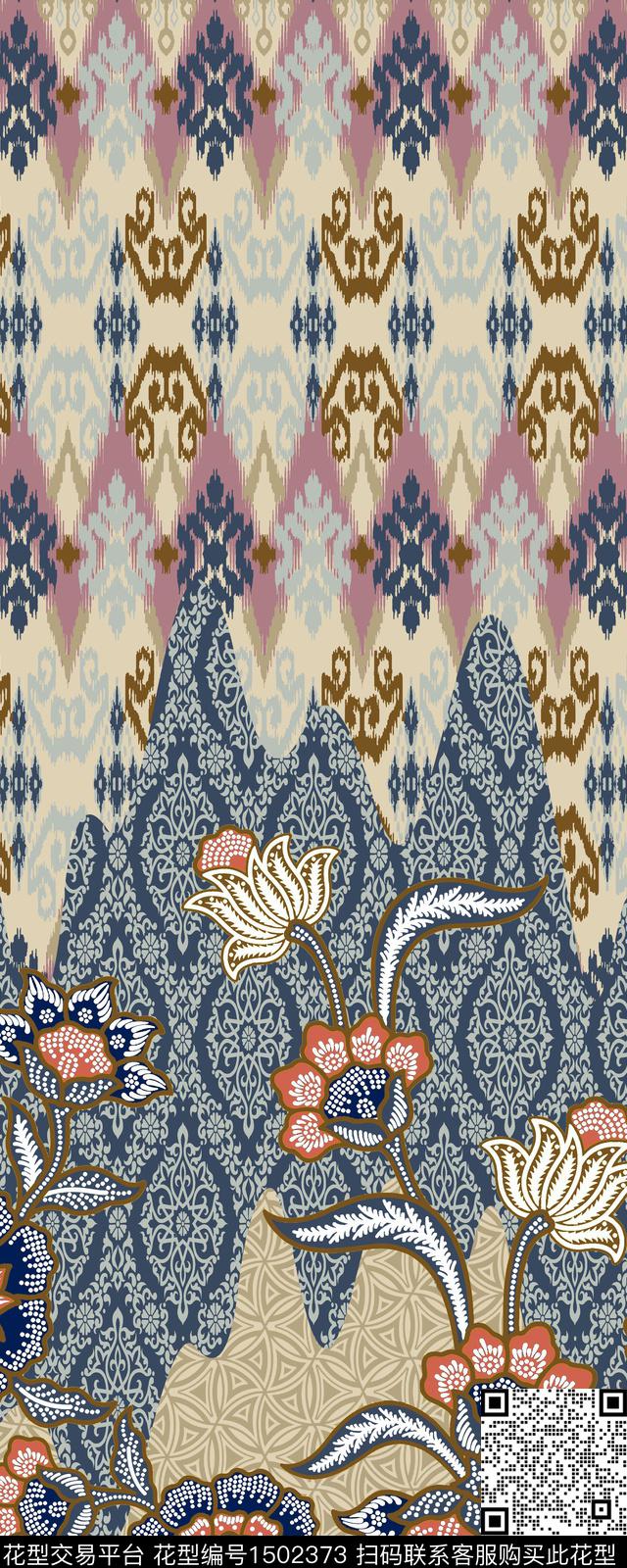 外贸中东国家几何抽象定位穆斯林民族风传统印花华亿平台下载（图片编号: 1502373） - 瓦栏（Walan）
