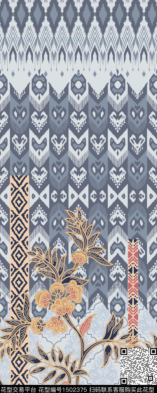外贸中东国家几何抽象定位穆斯林民族风传统印花华亿平台下载（图片编号: 1502375） - 瓦栏（Walan）