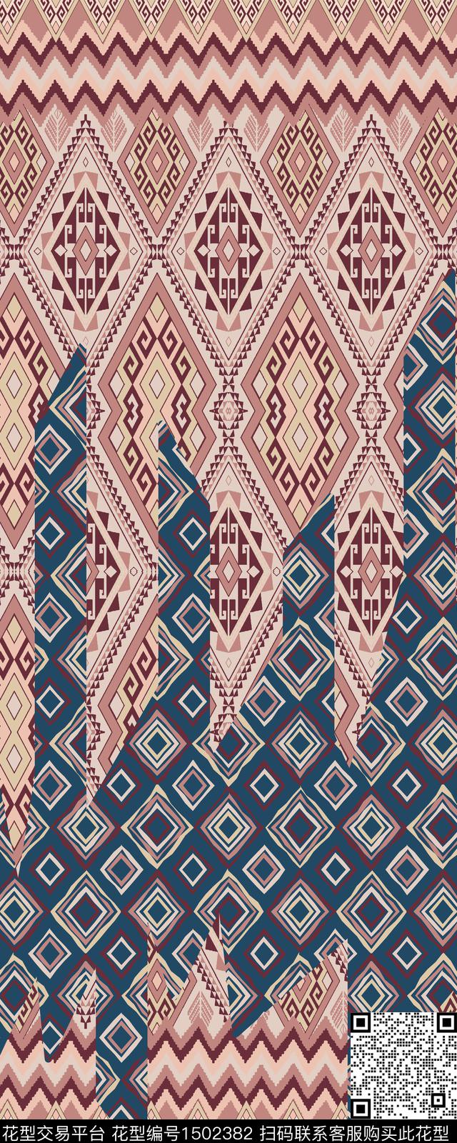 外贸中东国家几何抽象定位穆斯林民族风传统印花华亿平台下载（图片编号: 1502382） - 瓦栏（Walan）