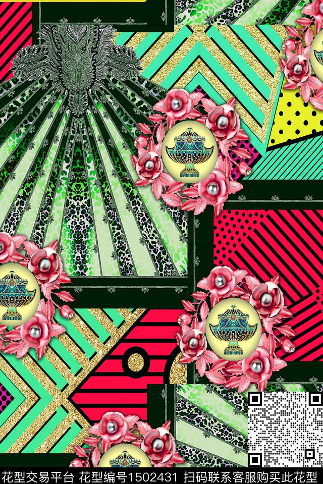几何数码华亿平台花卉数码印花华亿平台下载（图片编号: 1502431） - 瓦栏（Walan）