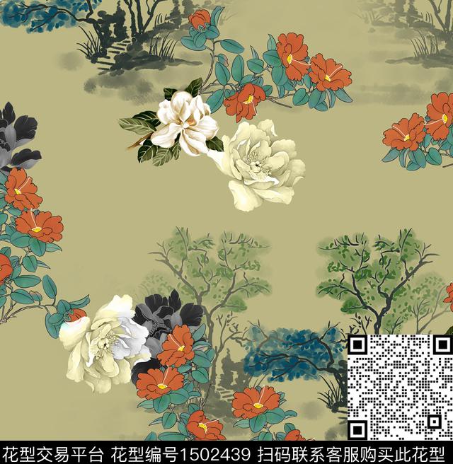 连衣裙女装花卉传统印花华亿平台下载（图片编号: 1502439） - 瓦栏（Walan）