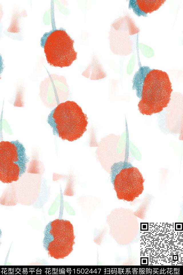 连衣裙彩底花卉抽象花卉数码印花华亿平台下载（图片编号: 1502447） - 瓦栏（Walan）