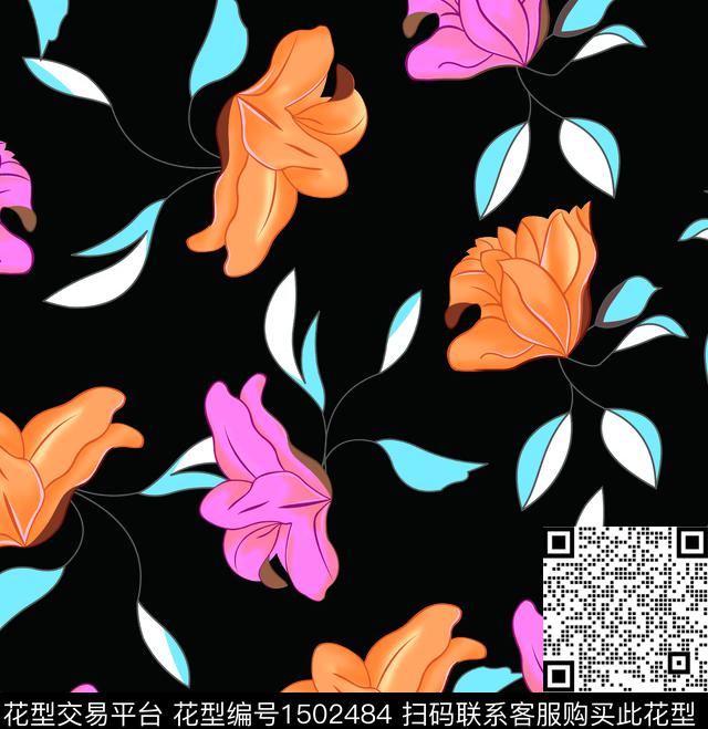 花卉大牌风欧美数码印花华亿平台下载（图片编号: 1502484） - 瓦栏（Walan）
