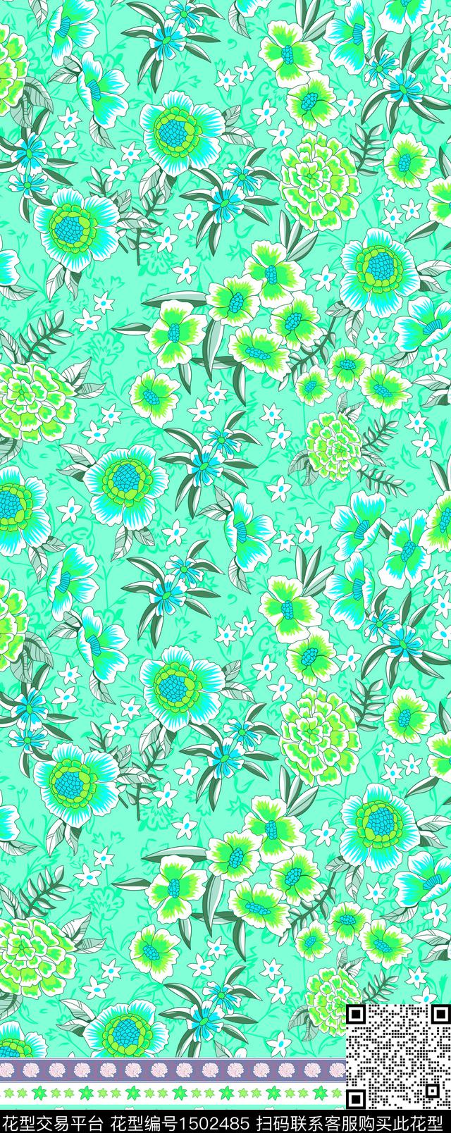 玉兰花民族风数码印花华亿平台下载（图片编号: 1502485） - 瓦栏（Walan）