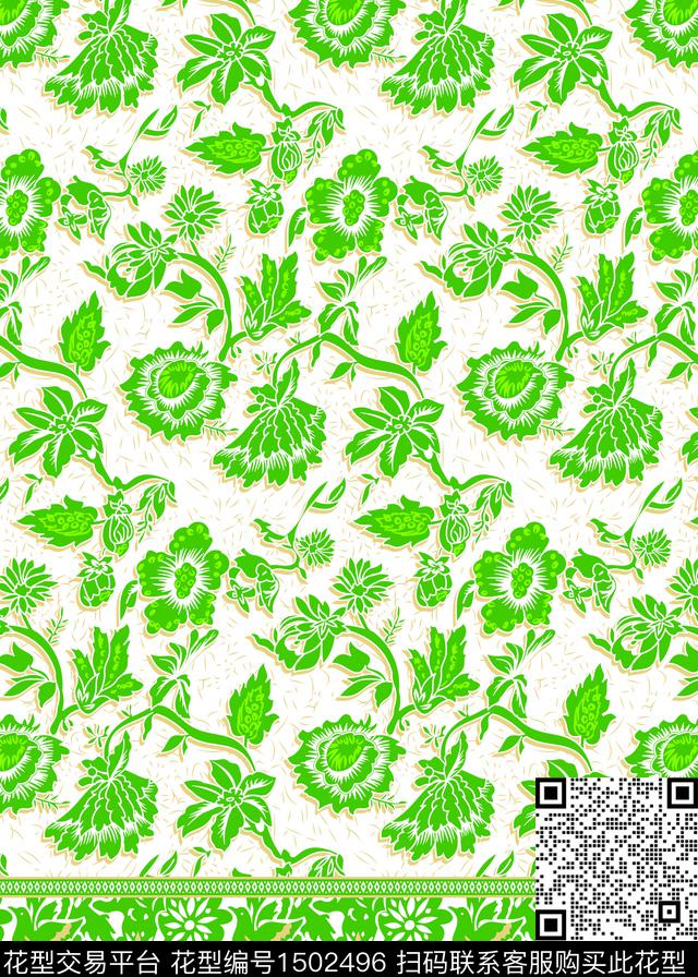 水彩民族风花卉传统印花华亿平台下载（图片编号: 1502496） - 瓦栏（Walan）