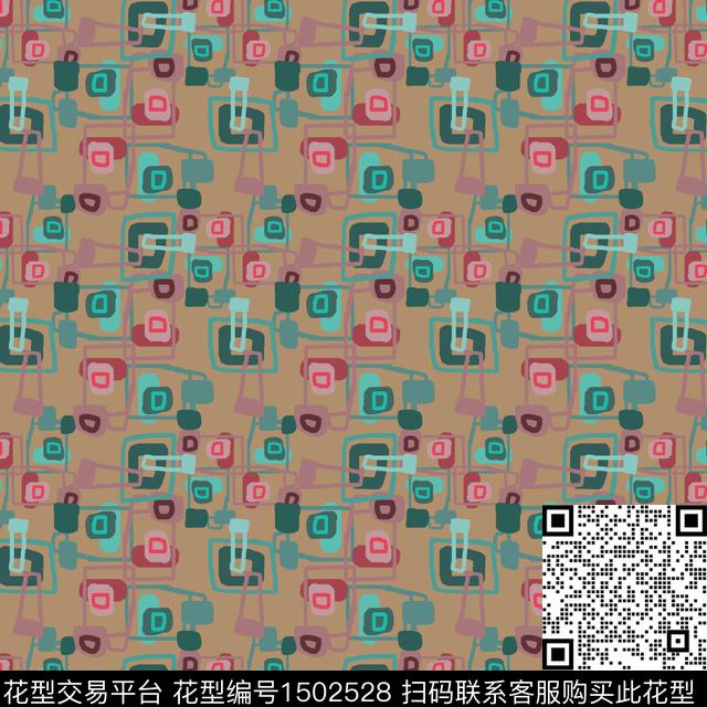 几何手绘趣味传统印花华亿平台下载（图片编号: 1502528） - 瓦栏（Walan）