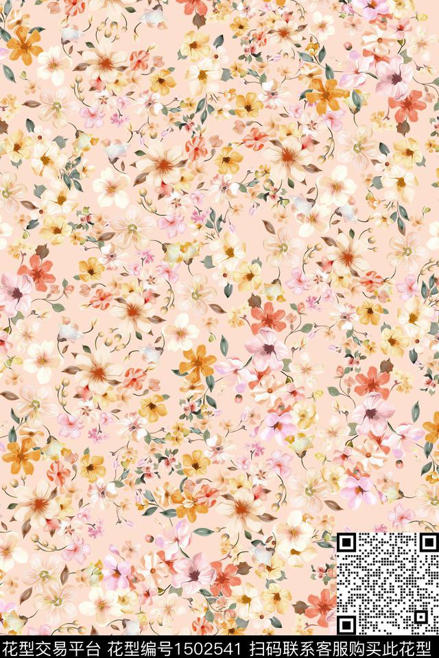 花卉大牌风小清新数码印花华亿平台下载（图片编号: 1502541） - 瓦栏（Walan）