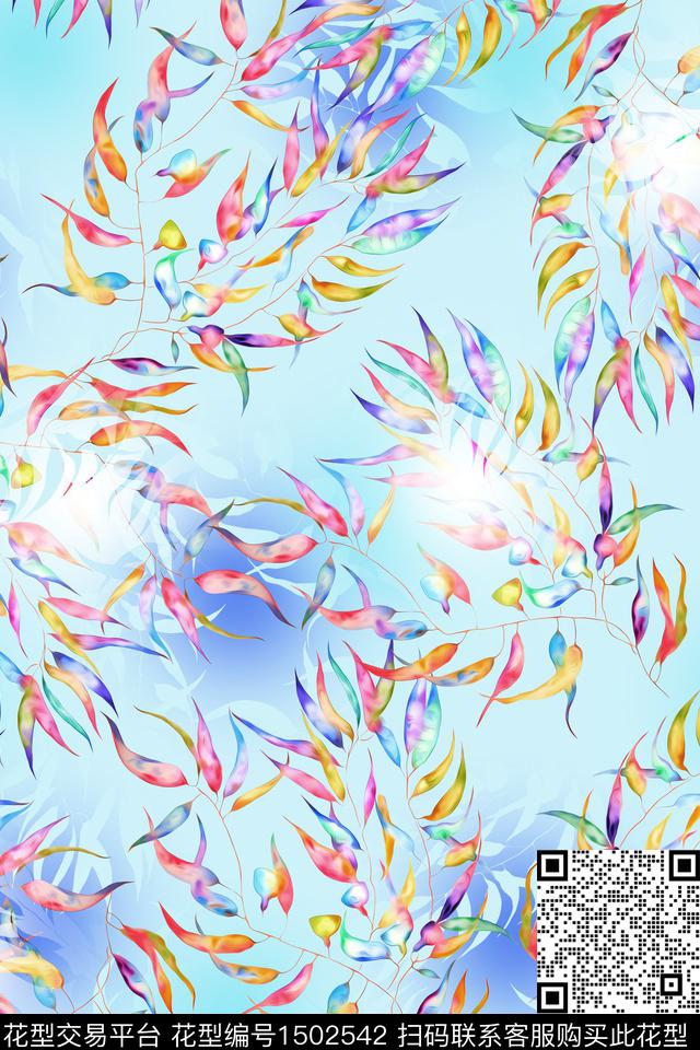 花卉小清新真丝数码印花华亿平台下载（图片编号: 1502542） - 瓦栏（Walan）