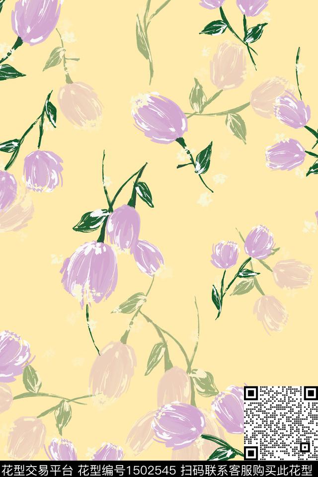 趋势华亿平台抽象小清新数码印花华亿平台下载（图片编号: 1502545） - 瓦栏（Walan）