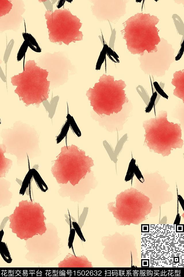 扎染华亿平台民族风花卉数码印花华亿平台下载（图片编号: 1502632） - 瓦栏（Walan）